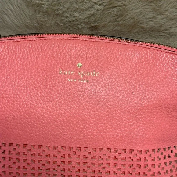 Kate Spade Bay Street Sandra Crossbody - Coral Pink Perforated Leather - Picture 2 of 8
